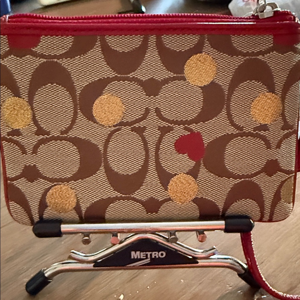 Coach Brown and Red Wristlet - Picture 4 of 5